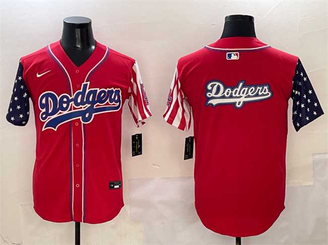 Men%27s Los Angeles Dodgers Team Big Logo Red Limited Stitched Jersey